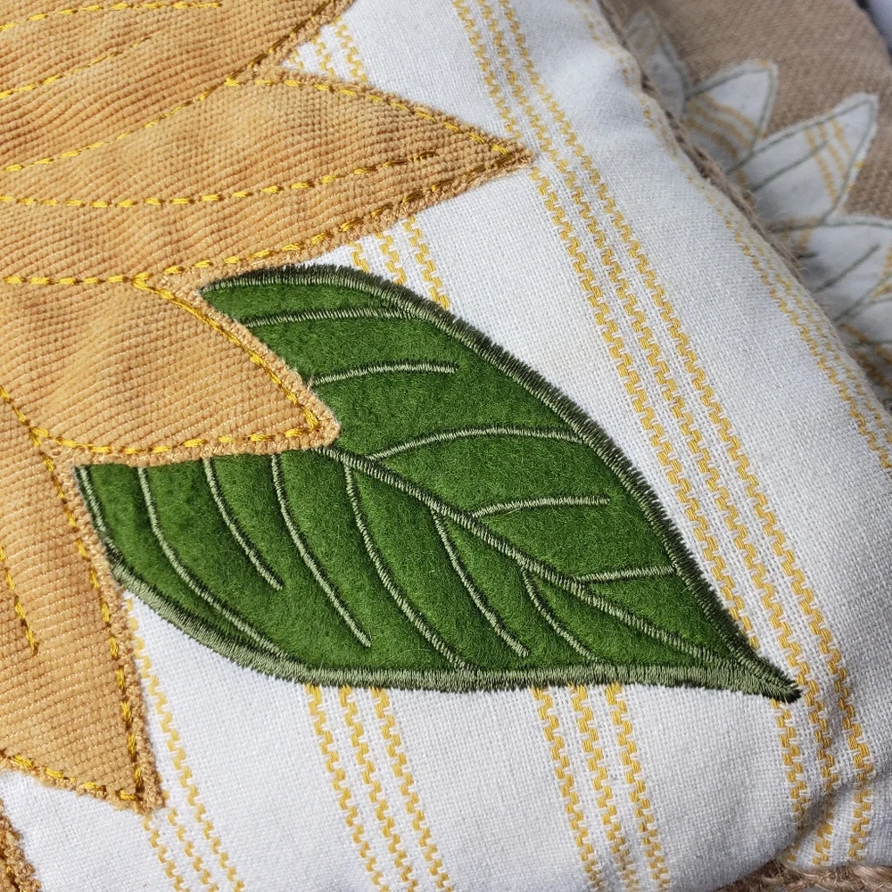 Farmcore The Prarie Rachel Ashwell Sunflower Stripes Cabin Shabby Boho Pillow